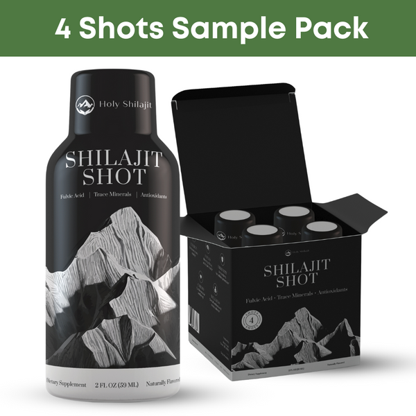 Shilajit Shot Sample Pack: 4x Energy Shots Packed with Pure Shilajit and Fulvic Minerals