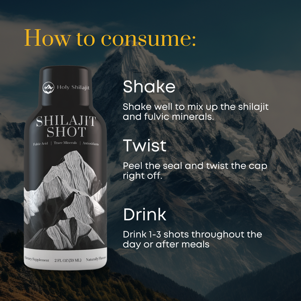 Shilajit Shots: 60x Energy Shots Packed with Pure Shilajit and Fulvic Minerals